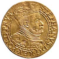 dukat 1586, Gdańsk, H-Cz. 770 R1, Fr. 3, złoto, 3.50 g, minimalnie niedobity