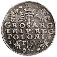 trojak 1595, Lublin, odmiana z trójlistkami po bokach III, herbem Topór i datą 9-5 na dole, Wal. L..