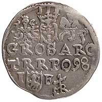 trojak 1598, Lublin, odmiana z monogramem MR, Wal. LXXX 9 R1, Kurp. 1115 R3, rzadki