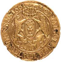 dukat 1661, Gdańsk, H-Cz. 2201, Fr. 24, złoto, 3,45 g, ślady po oprawie