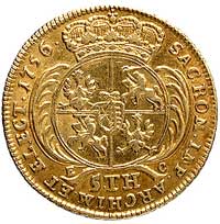 5 talarów (august d’or) 1756, Lipsk, H-Cz. 2913 R2, Fr. 2859, złoto, 6,61 g, ładnie zachowany egze..