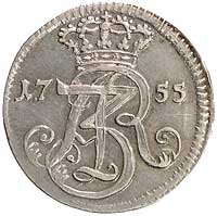 trojak w czystym srebrze 1755, Gdańsk, Kam. 936 R5, Merseb. 1802 RR, ładna i rzadka moneta, patyna