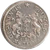 trojak w czystym srebrze 1755, Gdańsk, Kam. 936 R5, Merseb. 1802 RR, ładna i rzadka moneta, patyna