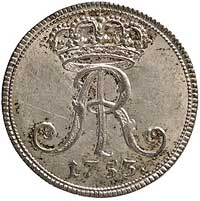 1/24 talara 1753, Lipsk, Aw: Ukoronowany monogram królewski, poniżej data, Rw: Nominał, Kam. 1218 ..
