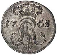 szeląg 1765, Gdańsk, Plage 485, ładny połysk menniczy rzadko spotykany w tym typie monety