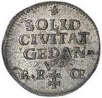 szeląg 1765, Gdańsk, Plage 485, ładny połysk menniczy rzadko spotykany w tym typie monety