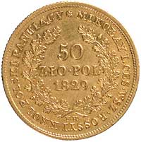 50 złotych 1829, Warszawa, Plage 10, Fr. 107, złoto, 9,77 g, odmiana złoto koloru czerwonego
