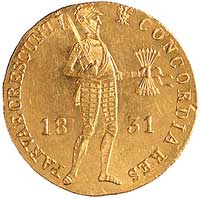 dukat 1831, Warszawa, odmiana z kropką po pochodni, Plage 271, Fr. 114, złoto, 3,48 g, bardzo ładn..