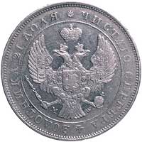 rubel 1843, Warszawa, odmiana z wachlarzowatym ogonem orła i z 7 kępami liści laurowych, Plage 431