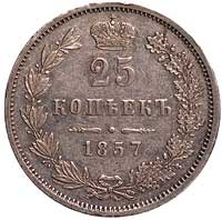 25 kopiejek 1857, Warszawa, Plage 455, bardzo rzadka i ładnie zachowana moneta