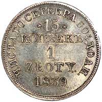 15 kopiejek = 1 złoty 1839, Warszawa, Plage 412, ładnie zachowany egzemplarz