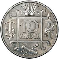 10 złotych 1934, Klamry, wypukły napis PRÓBA, Pa