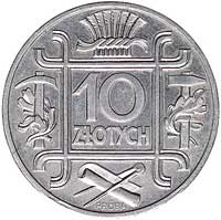 10 złotych 1938, Klamry, wypukły napis PRÓBA, Parchimowicz P-161 c, wybito 3 sztuki, aluminium, 1,..