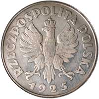 5 złotych 1925, Konstytucja, na rewersie 81 perełek, na awersie brak znaku mennicy, Parchimowicz 1..