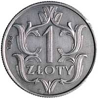 1 złoty 1929, Nominał w roślinnym kartuszu, na rewersie znak mennicy i wklęsły napis PRÓBA, rant z..