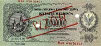 10.000.000 marek polskich 20.11.1923, seria B 123456 / 789000, WZÓR dwukrotnie perforowany, Miłcza..