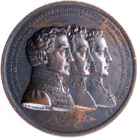 medal trzech komisarzy miasta Krakowa 1833 r., Aw: Popiersia trzech komisarzy w prawo; wokół napis..