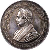 Leon Sapieha- medal autorstwa C. Radnitzkiego 1858 r., Aw: Popiersie w lewo i napis w otoku wewnęt..