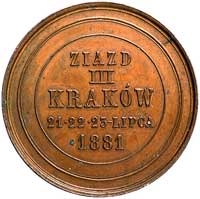 III Zjazd Lekarzy i Przyrodników-medal autorstwa M. Kurnatowskiego, 1881 r., Aw: W potrójnej obwód..