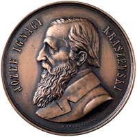 Józef I. Kraszewski- medal autorstwa J. Schwerdnera wybity z okazji śmierci pisarza w 1887 r., Aw:..