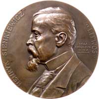 Henryk Sienkiewicz- medal autorstwa W. Trojanowskiego 1900 r., Aw: Popiersie pisarza w lewo i napi..