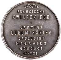 medal zaślubinowy projektu Franciszka Kwileckiego wybity w 1901 r., z okazji jego zaślubin z Jadwi..