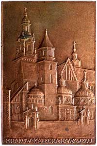 plakieta- Katedra na Wawelu 1926 r. Warszawa; Widok katedry i napis poniżej KRAKÓW-KATEDRA NA WAWE..