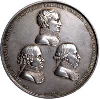 przedłużenie traktatu z Amiens 1802 r.- medal autorstwa Jeuffroy, Aw: Popiersia trzech konsuli w p..