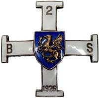 oficerska odznaka pamiątkowa 2 batalionu strzelców, srebrny krzyż złocony, ramiona emaliowane na b..