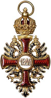 Order Franciszka Józefa - krzyż kawalerski, złoto,12,15 g, emalia czerwona, biała i czarna, stare ..