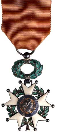 IV Republika -Legia Honorowa - krzyż oficerski, srebro złocone, emalia biała, zielona i niebieska,..