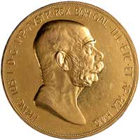 Franciszek Józef I 1848-1916, 100 koron 1908, Wiedeń, Fr. 429, złoto, 33,83 g, moneta wybita z oka..