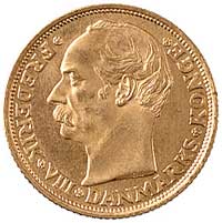 Fryderyk VIII 1906-1912, 10 koron 1908, Kopenhaga, Hede 2, Fr. 298, złoto, 4,46 g