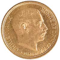 Krystian X 1912-1947, 10 koron 1913, Kopenhaga, Hede 2, Fr. 300, złoto, 4,47 g