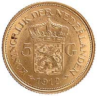 Wilhelmina 1890-1848, 5 guldenów 1912, Utrecht, Delm. 1236, Fr. 350, złoto, 3.35 g