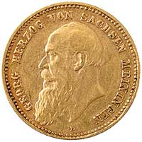 Jerzy II 1866-1914, 10 marek 1890, Monachium, J. 278, Fr. 3861, złoto, 3,96 g, bardzo rzadkie