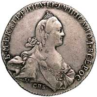 rubel 1772, Petersburg, Aw: Popiersie carycy i napis wokoło, Rw: Orzeł dwugłowy, litery, napis wok..