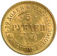 5 rubli 1880, Petersburg, Uzdenikow 0261, Fr. 146, złoto, 6,51 g
