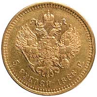 5 rubli 1886, Petersburg, Uzdenikow 292, Fr. 151, złoto, 6,41 g