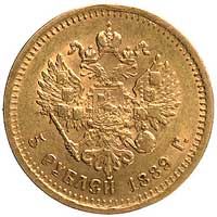5 rubli 1889, Petersburg, Uzdenikow 301, Fr. 151, złoto, 6,41 g