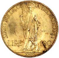 Pius XI 1922-1937, 100 lirów 1929, Rzym, Fr. 283, złoto, 8,80 g, stara patyna