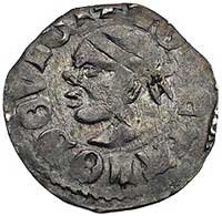 Ludwik I 1342- 1382, denar, Aw: Głowa Saracena w