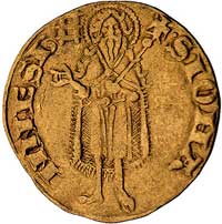 floren 1 trimestr 1306, mincerze Lapo Ghini i Geri Cardinali, Aw: Lilia i napis FLORENTIA, Rw: Sto..