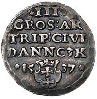 trojak 1537, Gdańsk, odmiana z wczesnym typem popiersia królewskiego w koronie, Kurp. 506 R1, Gum...