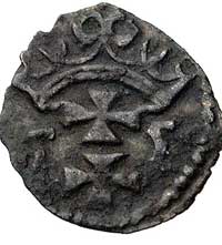 denar 1555, Gdańsk, Kurp. 926 R3, Gum. 640, T. 8, ciemna patyna