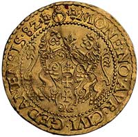 dukat 1582, Gdańsk, H-Cz. 691 R3, Fr. 3, T. 60, złoto, 3.51 g, pęknięty, rzadki
