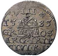 trojak 1585, Ryga, odmiana z dużą głową króla, Kurp. 449 R, Gum. 814