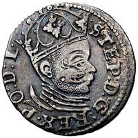 trojak 1585, Ryga, odmiana z małą głową króla, Kurp. 448 R, Gum. 814