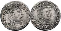 zestaw trojaków 1586, Ryga, dwie odmiany z dużą i małą głową króla, Kurp. 454 R i 455 R, ale inter..