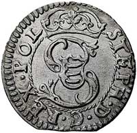 szeląg 1582, Wilno, Kurp. 266 R, Gum. 746, moneta z końca blachy, umyta, ale ładnie zachowana